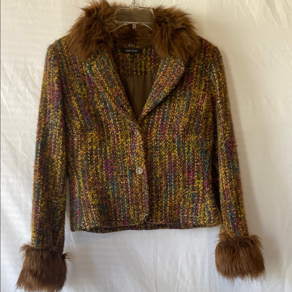 💕💕💕 Karen Kane Brown Teddy Jacket with Luxurious Fur Trim